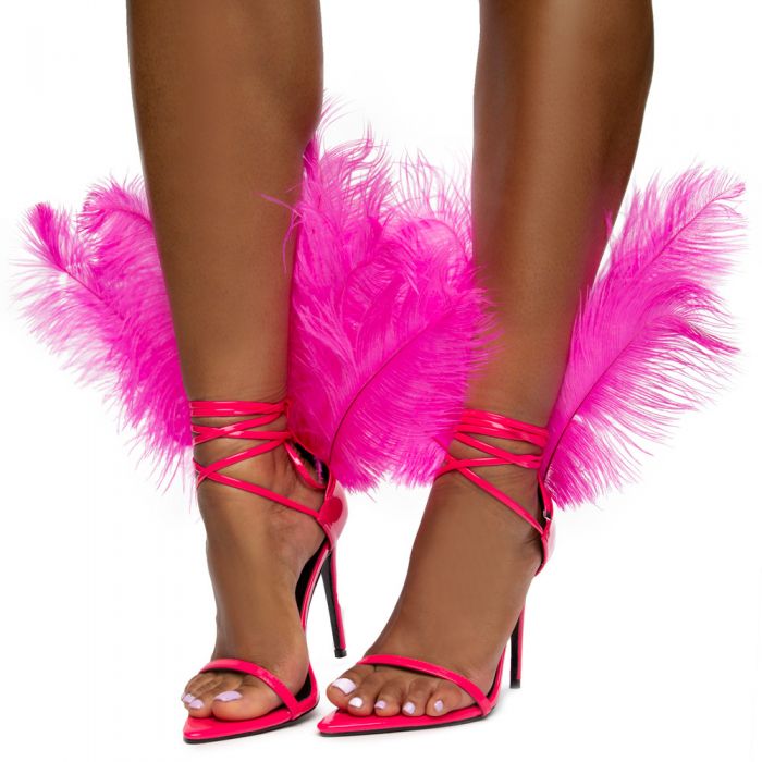 CAPE ROBBIN Jazmine Heels with Feathers JAZMINEFUCH Shiekh