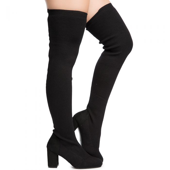 SHIEKH Lynette-01 Over The Knee Boot LYNETTE-01 OK/BLACK - Shiekh