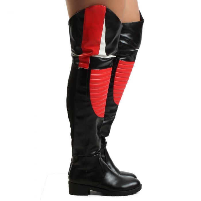 NORRIS-1 Over Knee Boots Black/Red
