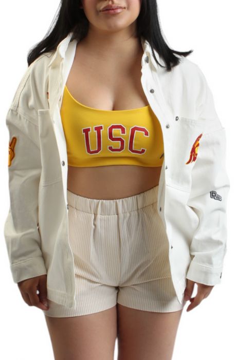 USC TROJANS Hometown Button Down Jacket  Cream