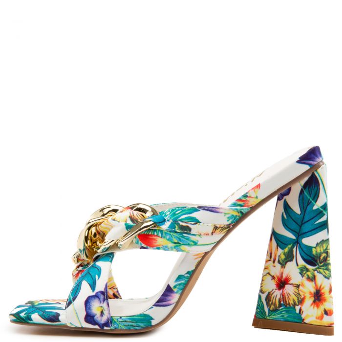 Dreamy-1 Gold Chain Dress High Heel Floral