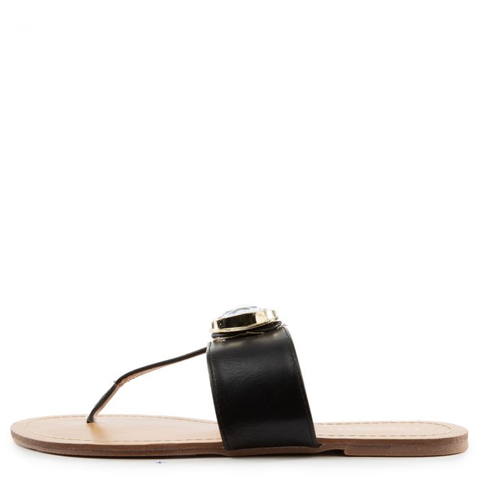 LILIANA Papi-1 Flat Sandals PAPI-1-BLACK - Shiekh