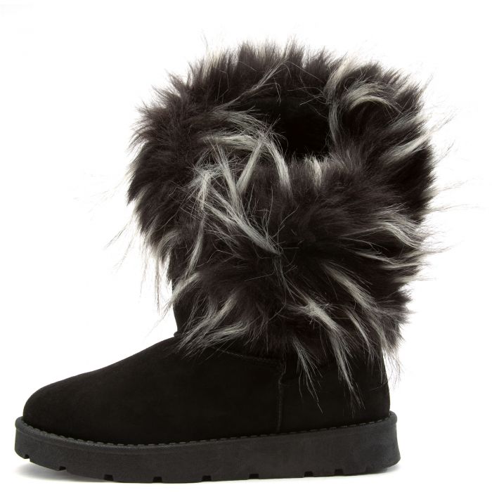 Ada Faux Fur Booties Black/White