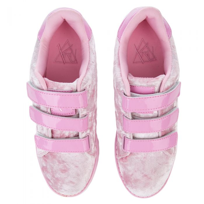 YRU LaLa Velcro Pink Velvet Platform Sneakers LALA VELCRO/ PINK VELVET ...