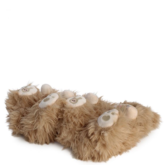 Doll Fuzzy Slippers  Tan
