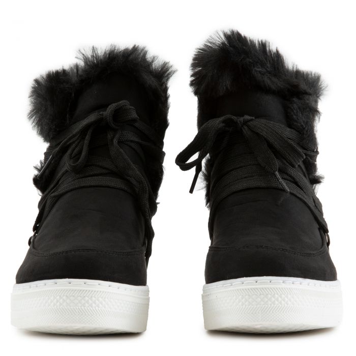 Rise-13 Fur Wedge Sneakers Black
