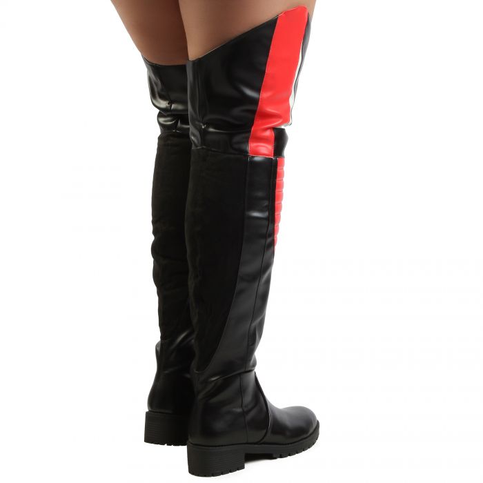 NORRIS-1 Over Knee Boots Black/Red