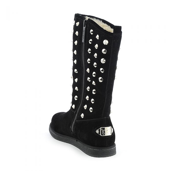 Women's Flat Studded Boot Urban Studs Black