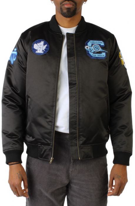 University of North Carolina Satin Bomber Jacket  Black