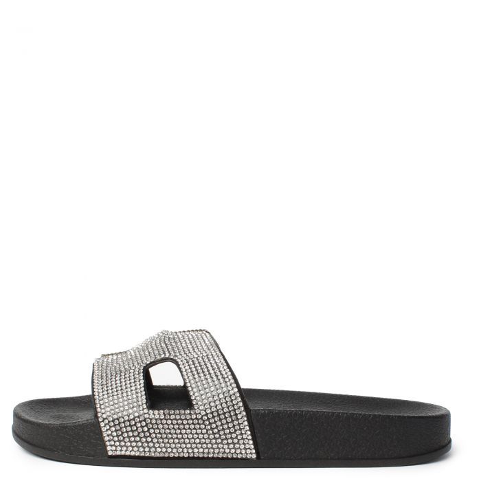 Matty-223A Rhinestone Slide  Black