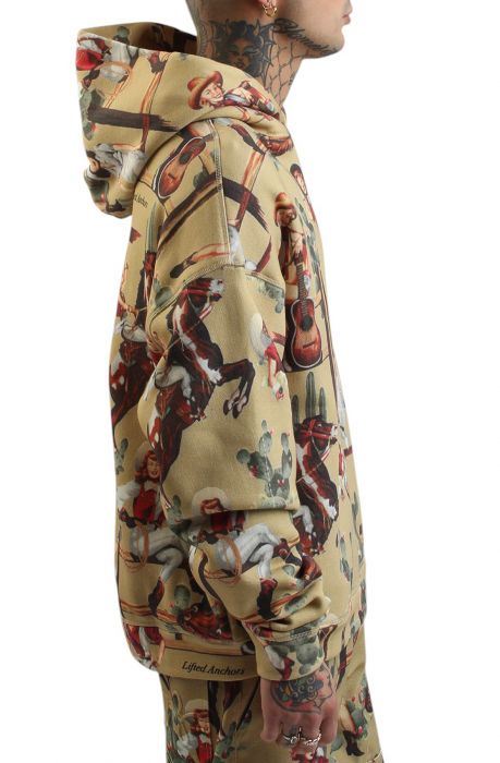 Jesse All Over Pattern Hoodie  Tan