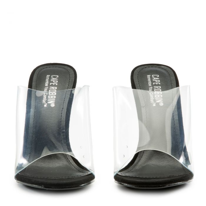 Lemonade Clear Wedge Heels Black