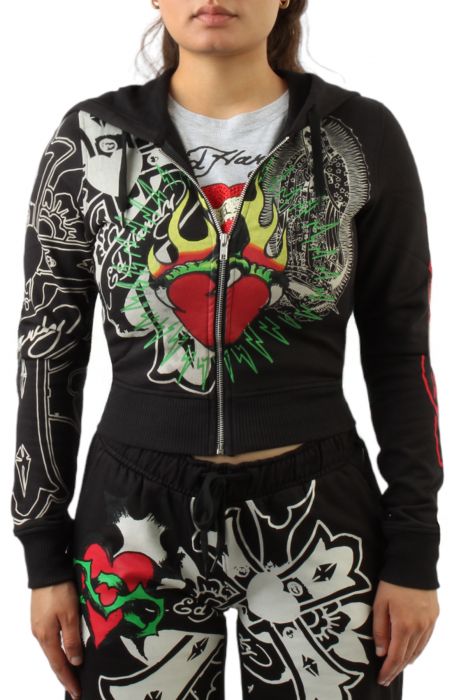 Sacred Heart Zip Hoodie Black