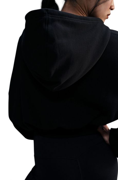 Oversized Cropped French Terry Pullover Hoodie Black