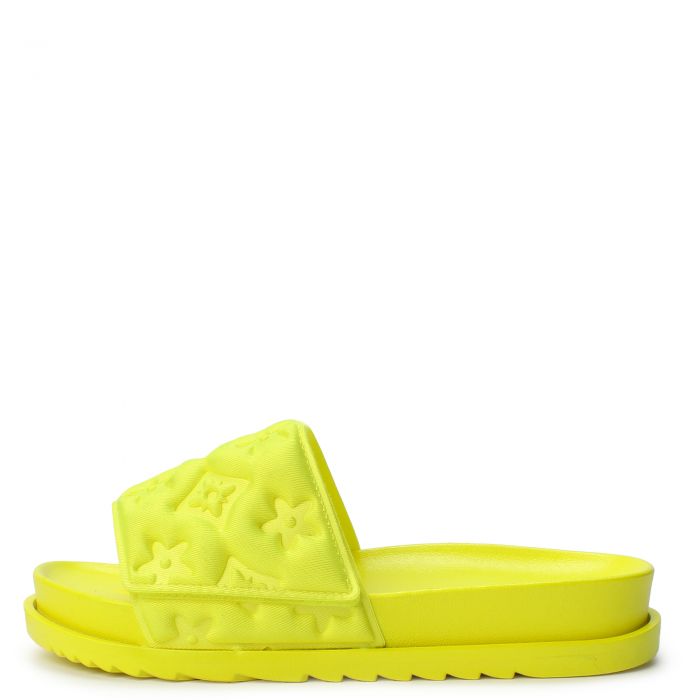 Aileen-37 Flat Slide  Neon Yellow Lycra