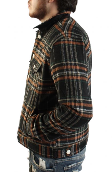 Jimmy Plaid Quilted Flannel Jacket  Black/Orange