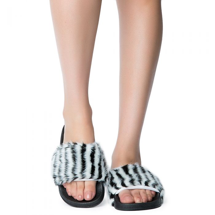 Women's Riri-23 Fur Sandals Zebra