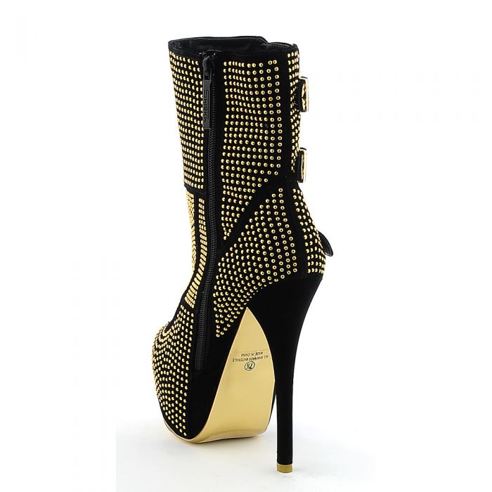 black and gold high heel boots