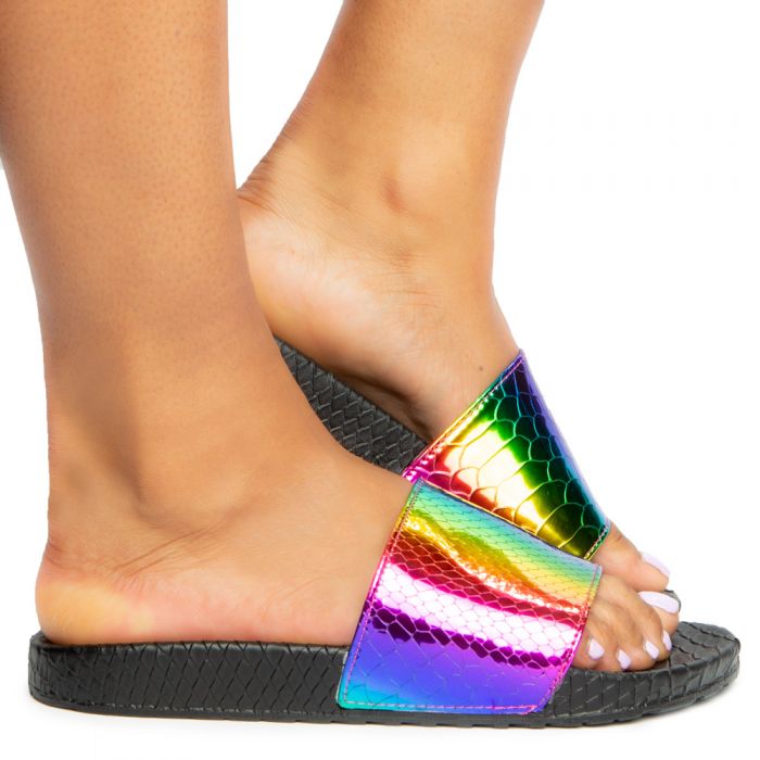 Ogby-1 Snakeskin Slides Black