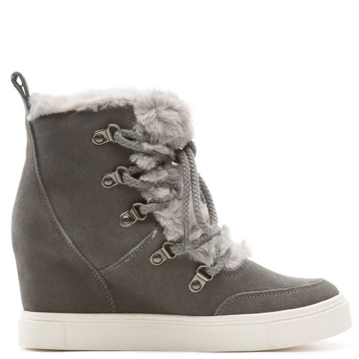 Lift Fur Casual Wedge Sneaker Grey