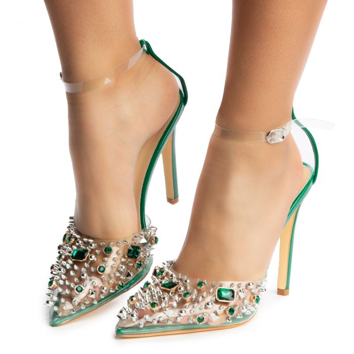 Jeweled High Heel Popstar Green