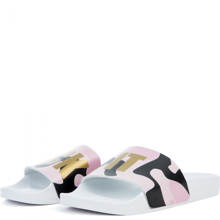 Fuck It Sandals in White and Pink Pink/White