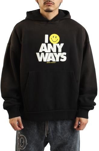 MARKET Smiley Smile Anyways Hoodie MKT25FW-HD0264BLK - Shiekh