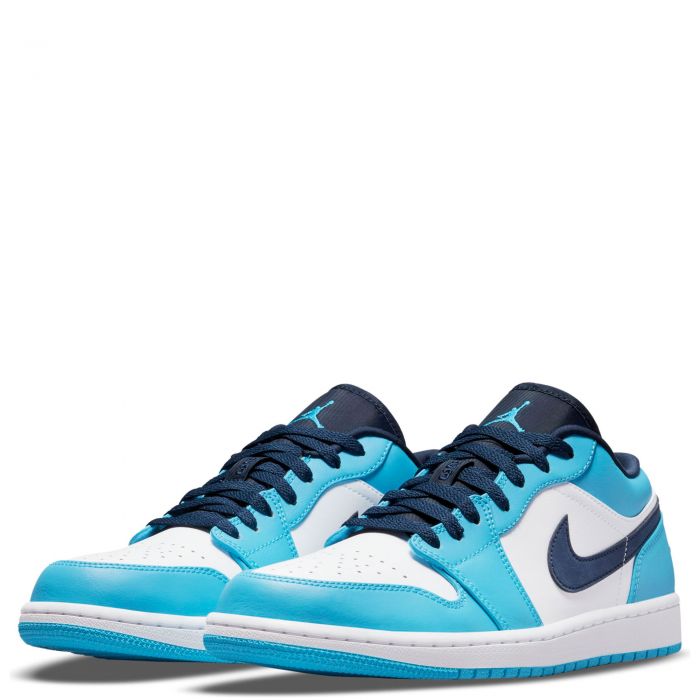 Air Jordan 1 Low White/Dk Powder Blue-Obsidian