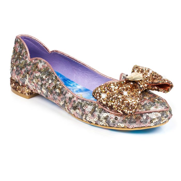 IRREGULAR CHOICE Irregular Choice Cinderella Collection: It  Irregular Choice Pink and Gold Flats main image 0