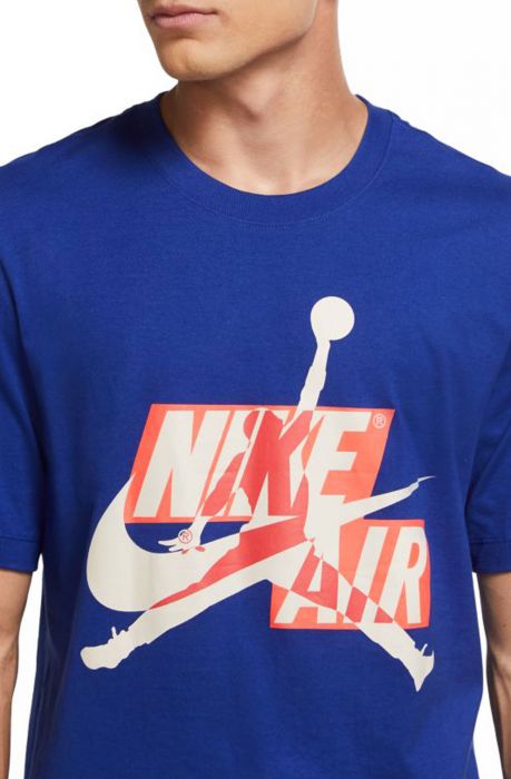 Jumpman Classics HBR Short Sleeve Tee Deep Royal Blue/Oatmeal-Track Red