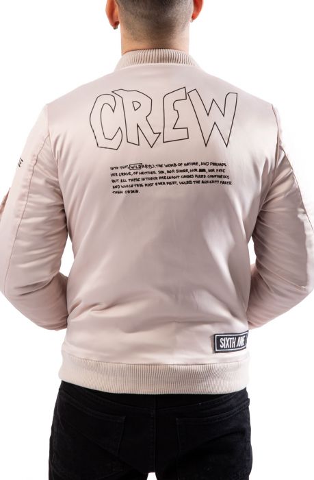 Crew Patches Bomber Jacket Beige