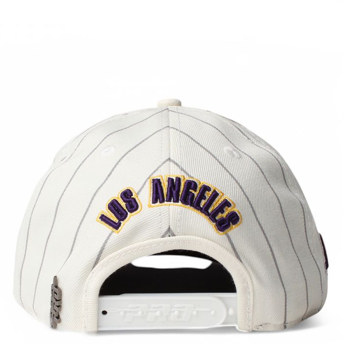 LA Lakers Pinstripe Snapback Eggshell
