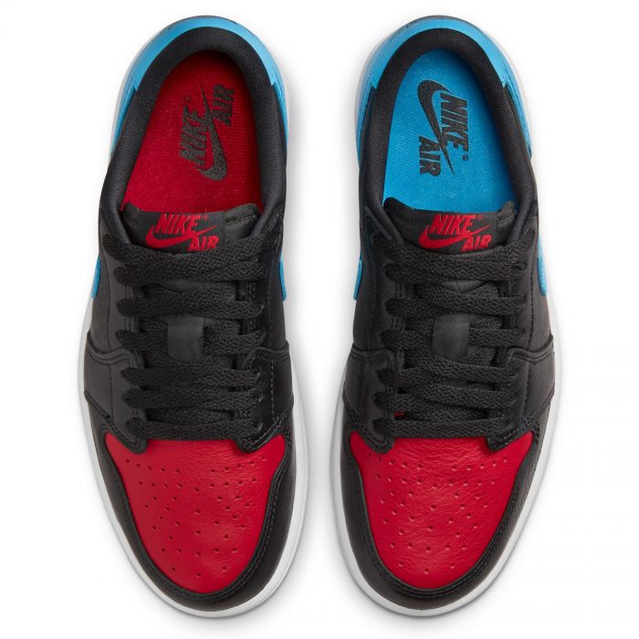 Air Jordan 1 Low OG Black/Dk Powder Blue-Gym Red