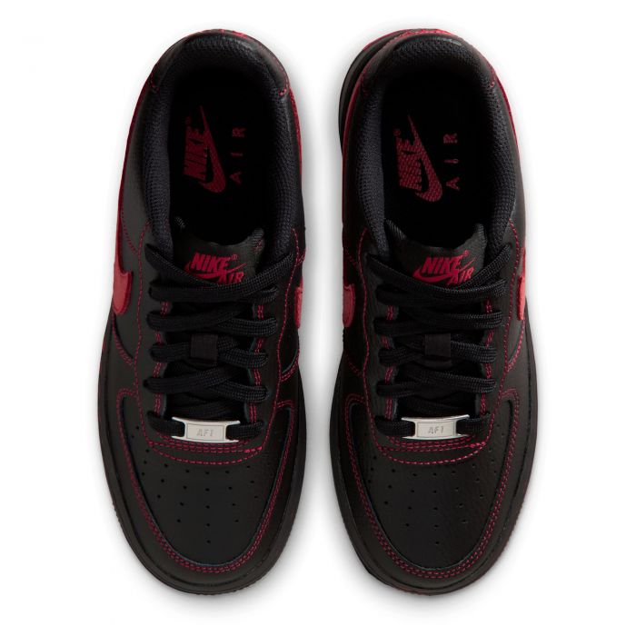 Grade-School Air Force 1 LV8 Black/University Red-Black-Black