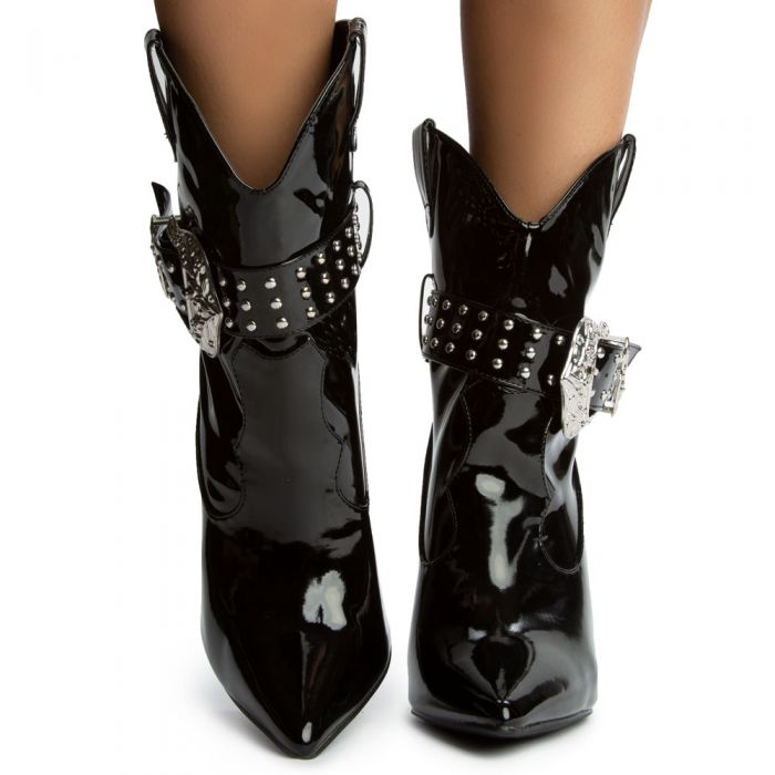 zydeco pointy toe buckle booties