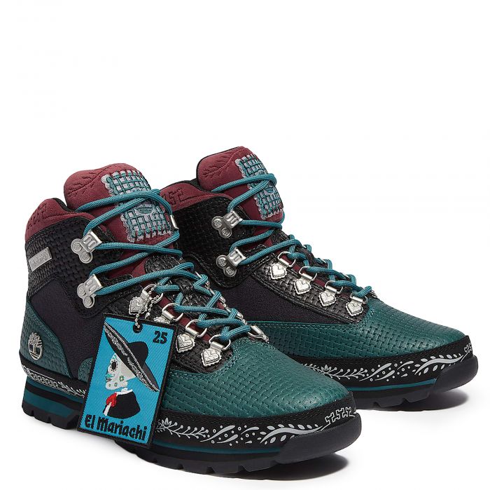 Dia de Muertos Euro Hiker Boot Teal Full Grain