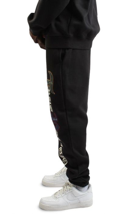 Logo Patch Embroidery Jogger  Black