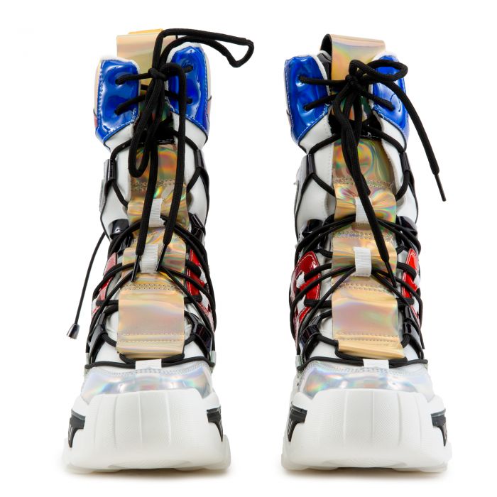 Damson-09 Platform Sneakers White Hologram