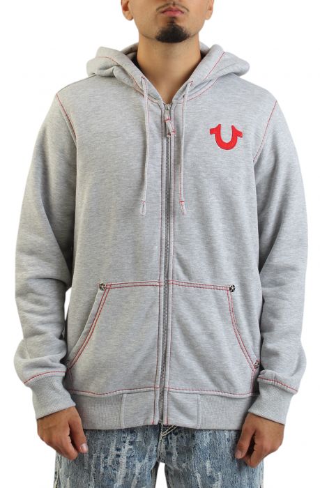 Big T Slub Zip-Up Hoodie Heather Grey