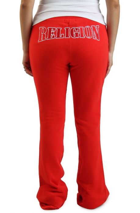 Joey Terry Embroidered Flare Sweatpants Scarlet