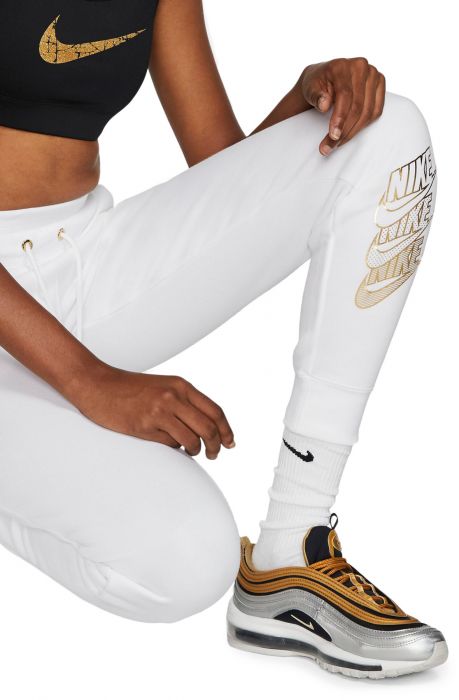 Sportswear Shine Fleece Joggers White/Metallic Gold