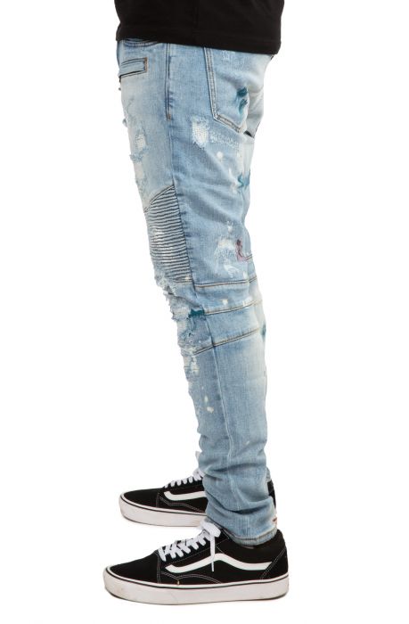 Anderson Biker Denim in Vintage Blue blue