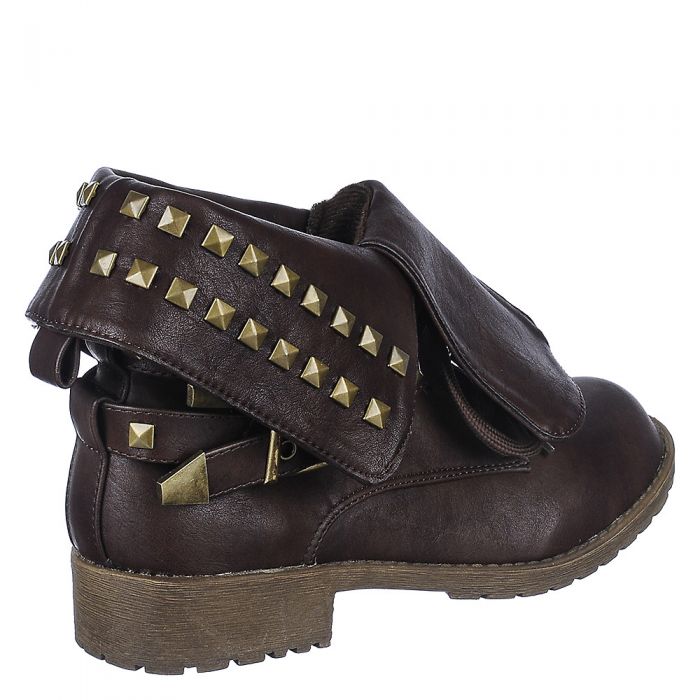 Fold Down Studded Boot Taylor-1-S Brown Brown