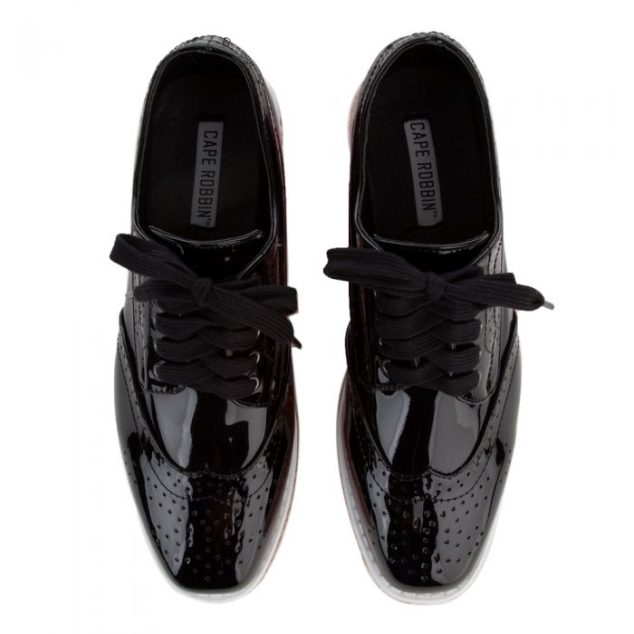 CAPE ROBBIN Roxy-1 Black Platform Sneakers ROXY-1/BLK - Shiekh