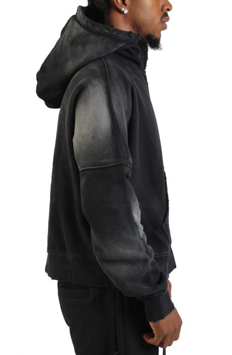 Coupe Distressed Zip Hoodie Acid Black