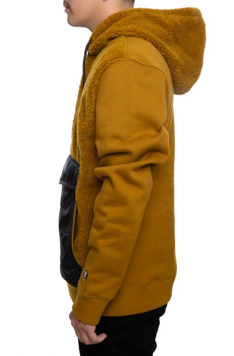 Faux Fur Pullover Hoodie Imperial Gold/Black