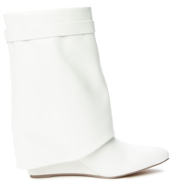 Mutto-2 Drape Mid-Calf Wedge Boot White