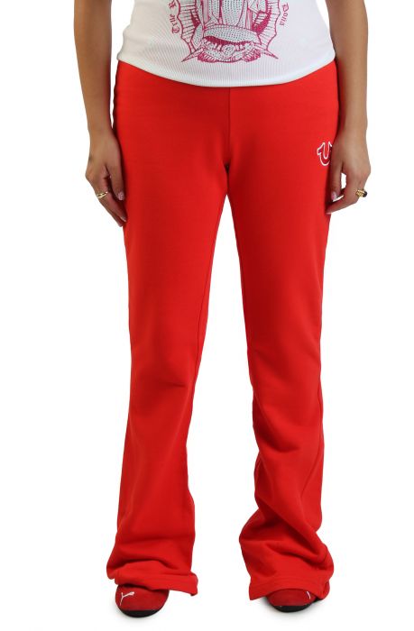 Joey Terry Embroidered Flare Sweatpants Scarlet