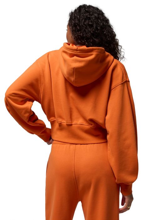 Flight Fleece Cropped Satin-Lined Hoodie Starfish/Campfire Orange