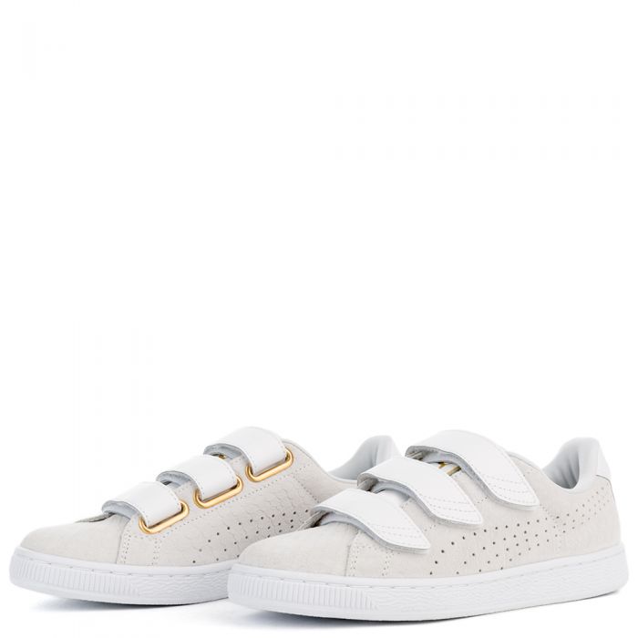 Women's Basket Strap Exoticskin White Sneaker PUMA WHITE-PUMA WHITE